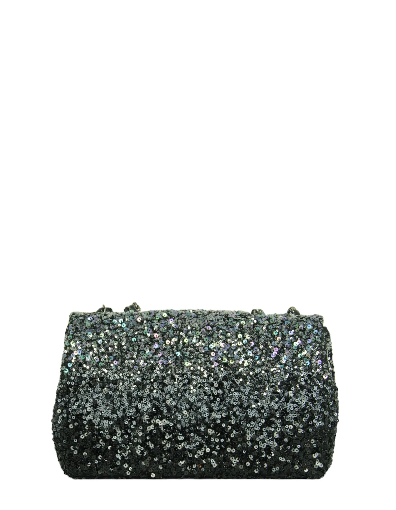 Chanel Black/Silver Ombre Sequin Medium Classic Flap Bag