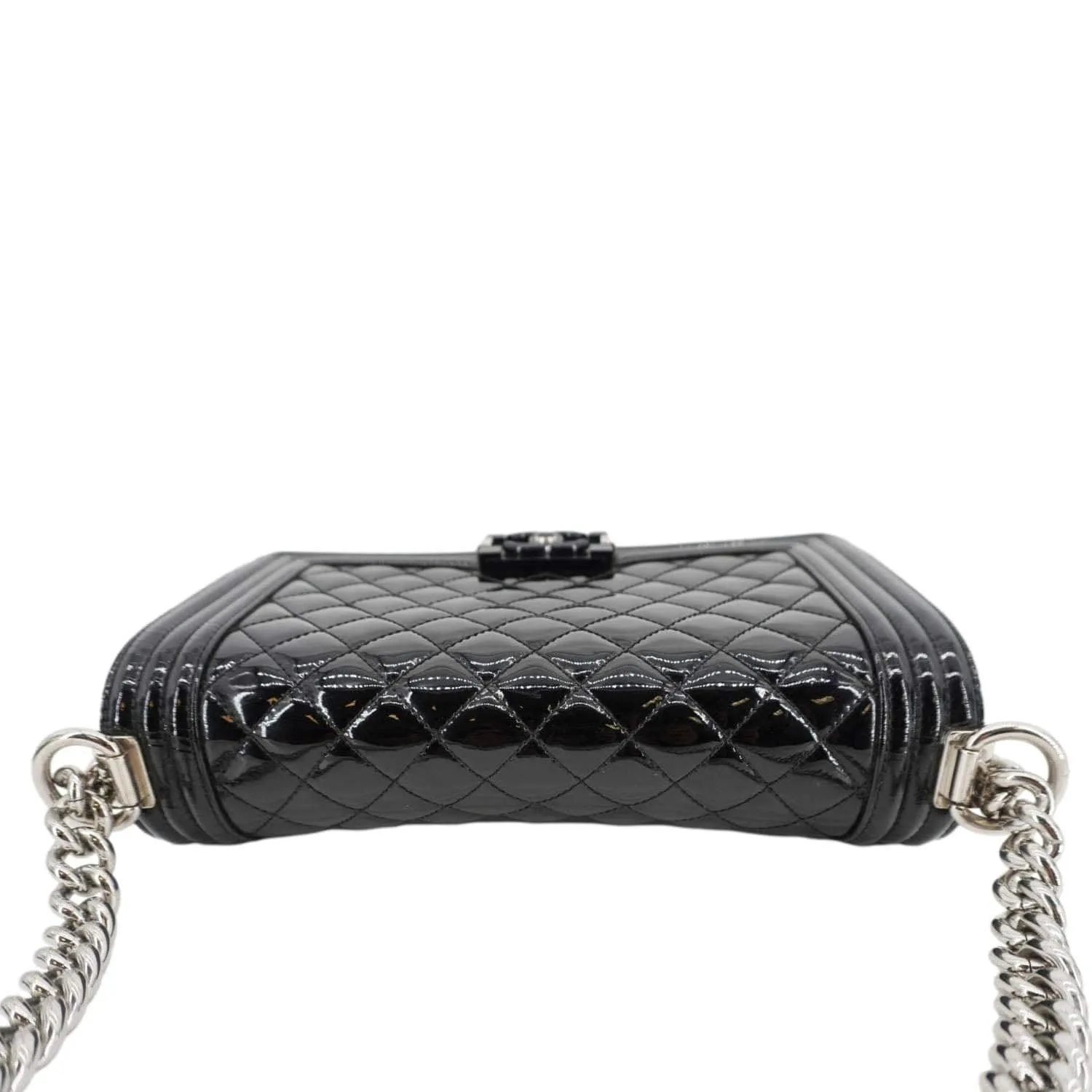 CHANEL Boy Flap Medium Plexiglass Patent Leather Crossbody Bag Black