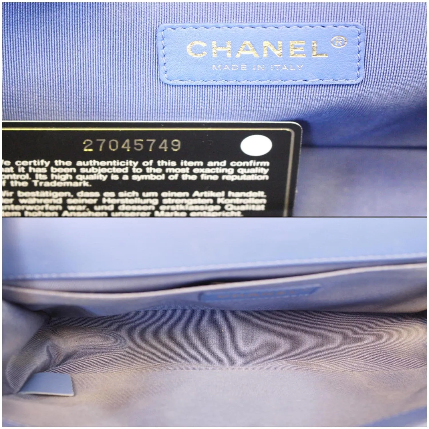 CHANEL Boy Medium Lambskin Leather Shoulder Bag Blue