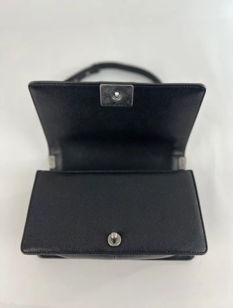 Chanel Caviar Leather Boy Medium in Black