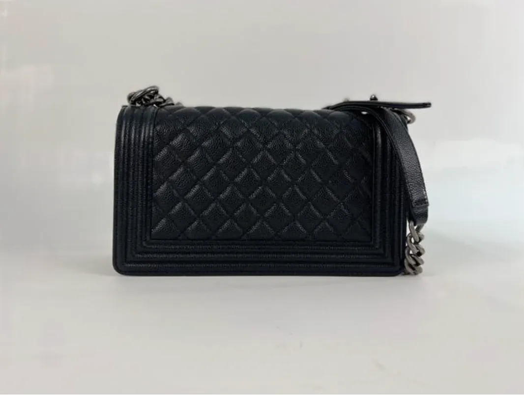 Chanel Caviar Leather Boy Medium in Black