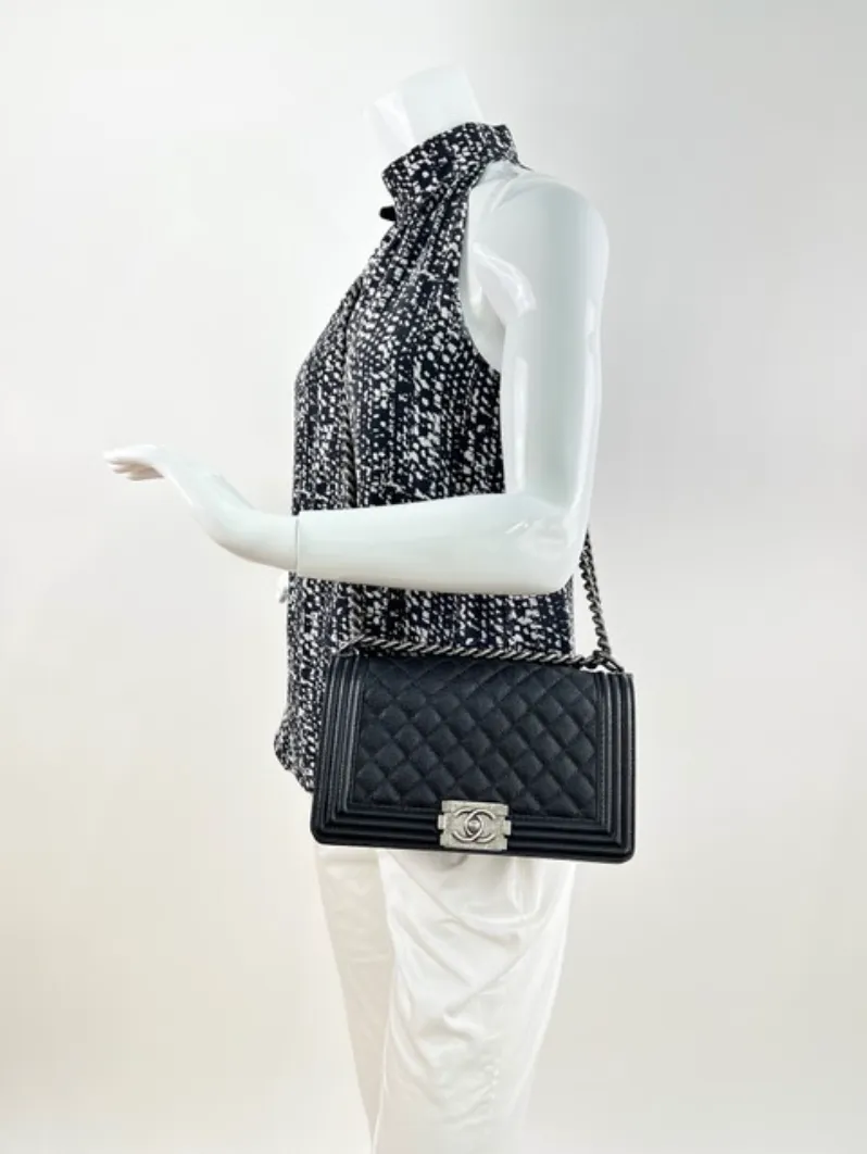 Chanel Caviar Leather Boy Medium in Black