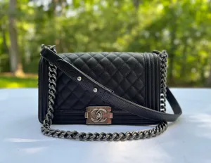 Chanel Caviar Leather Boy Medium in Black