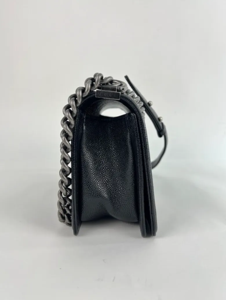 Chanel Caviar Leather Boy Medium in Black