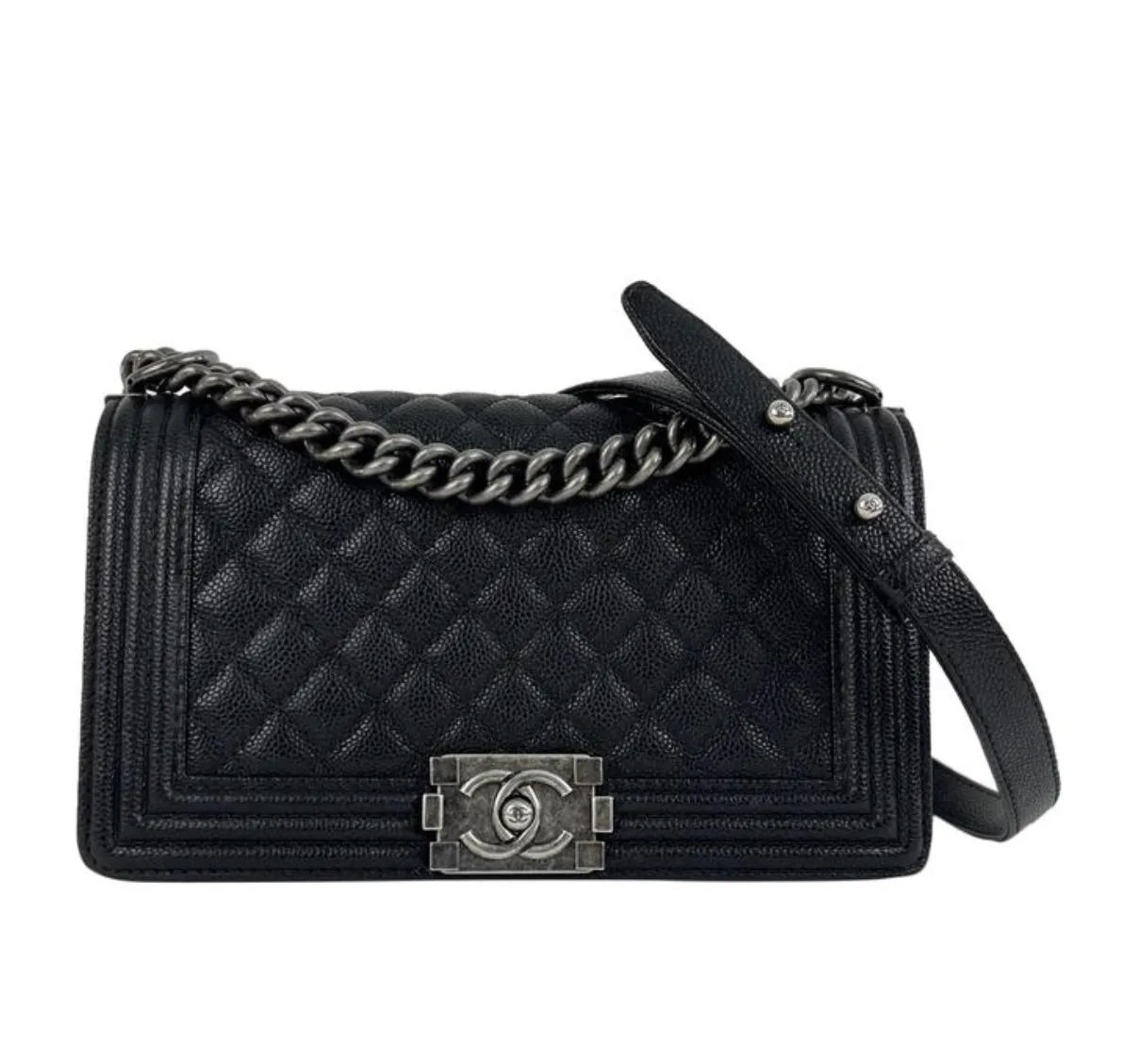 Chanel Caviar Leather Boy Medium in Black
