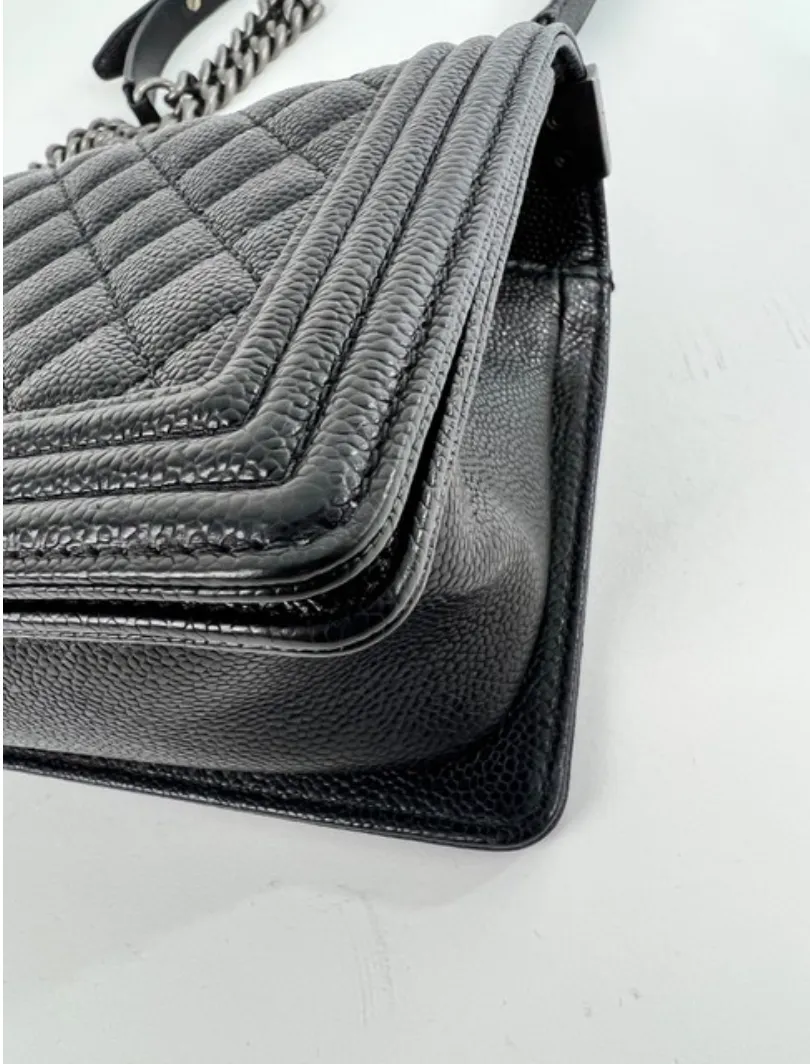Chanel Caviar Leather Boy Medium in Black