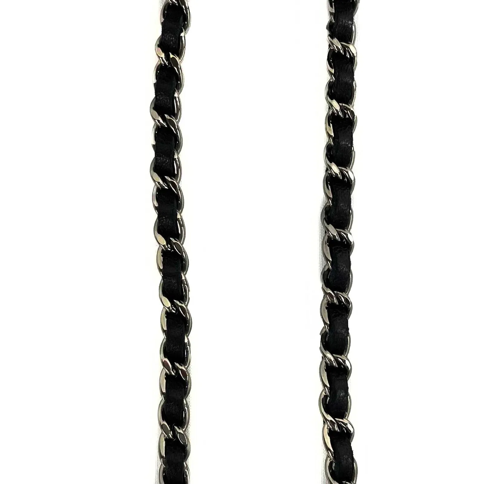 CHANEL - Chain Around Mini Crossbody / Clutch - Black / Silver Leather Bag