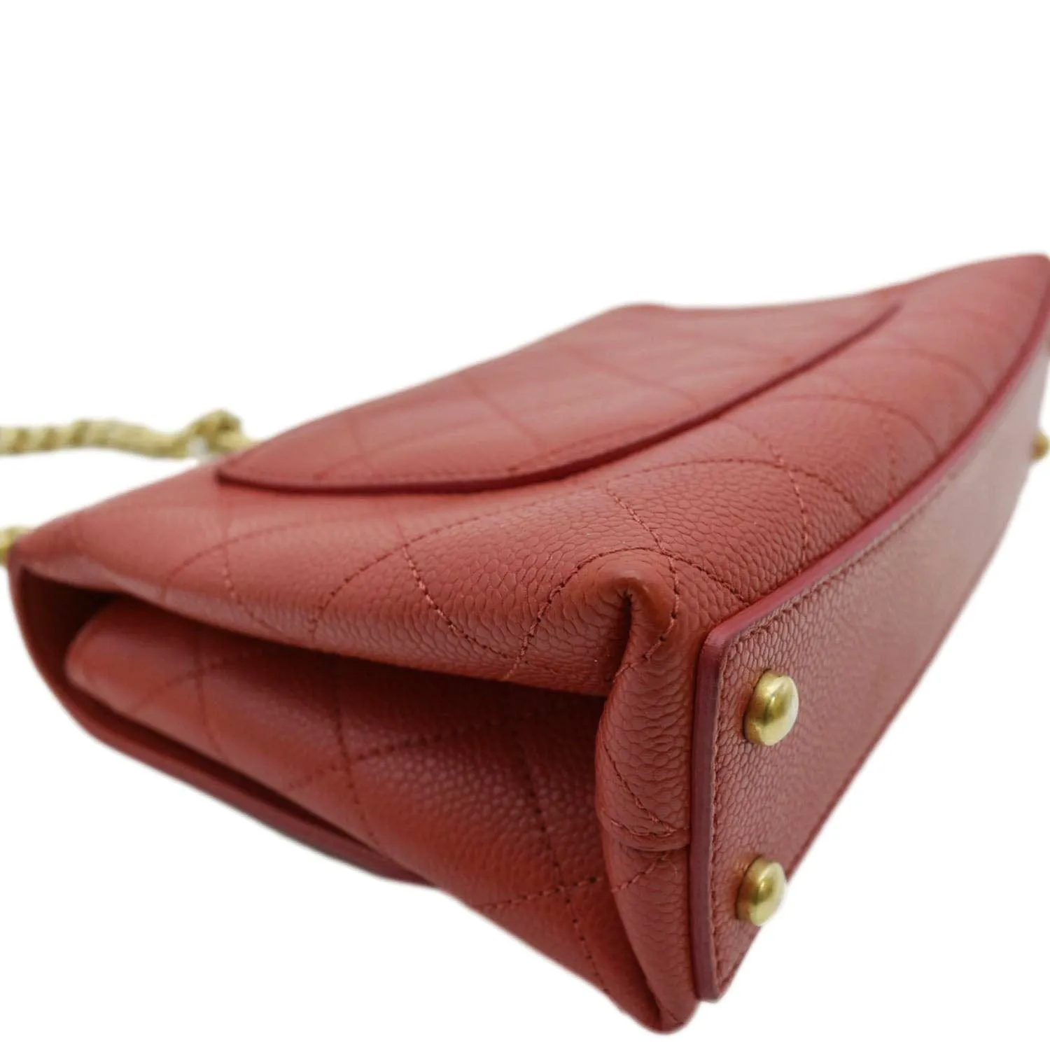 CHANEL Chic Affinity Stitched Small Flap Quilted Caviar Leather Crossbody Bag Red