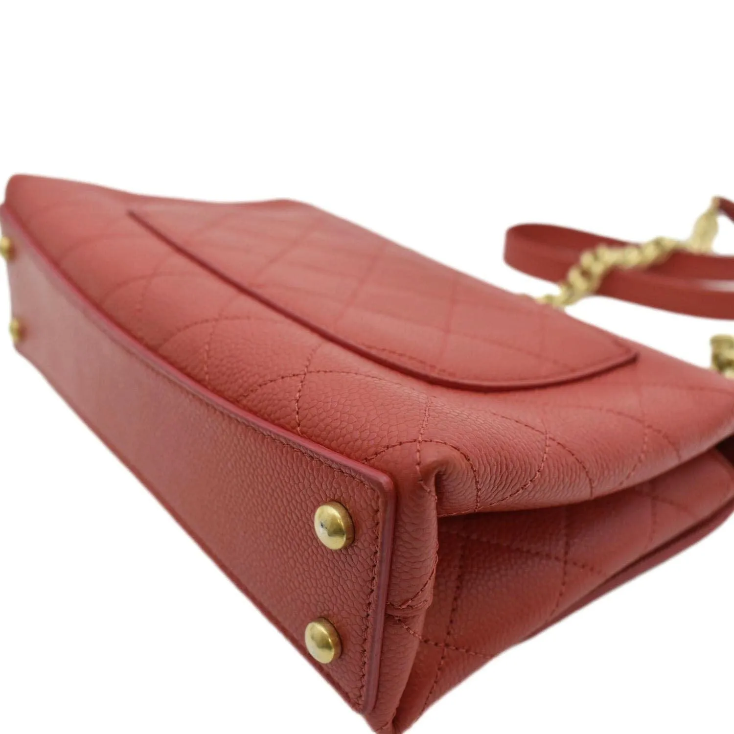 CHANEL Chic Affinity Stitched Small Flap Quilted Caviar Leather Crossbody Bag Red
