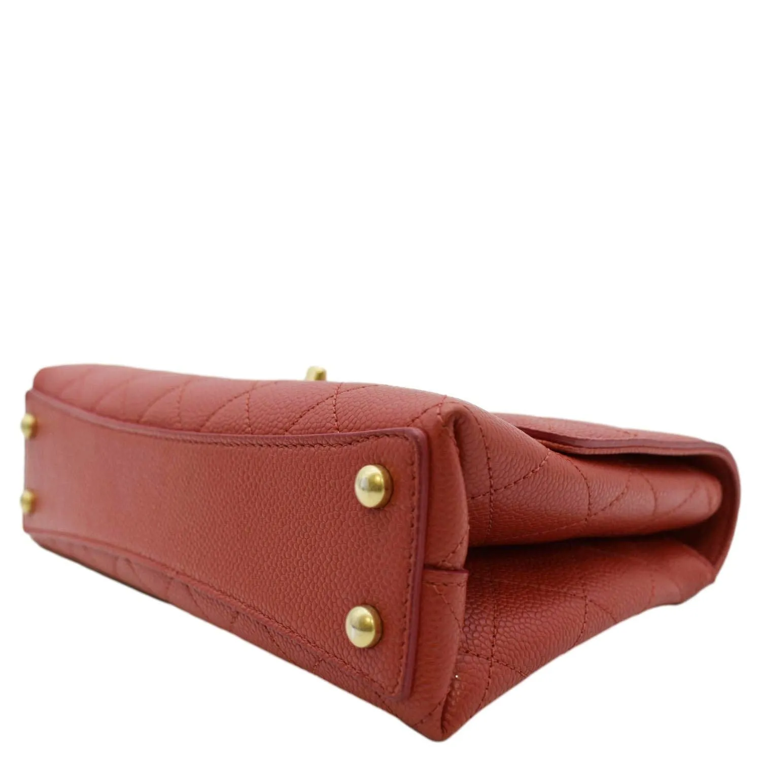 CHANEL Chic Affinity Stitched Small Flap Quilted Caviar Leather Crossbody Bag Red
