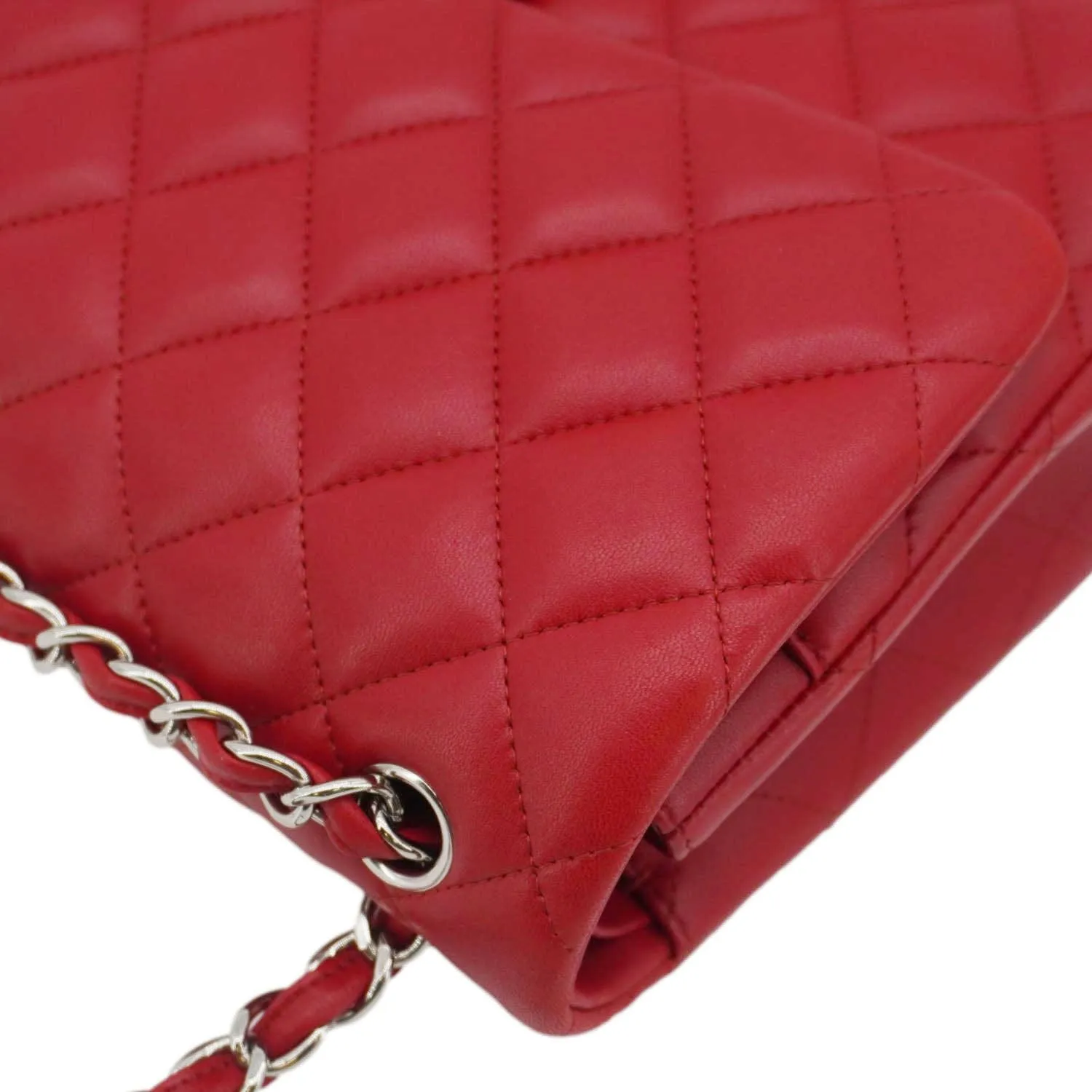 CHANEL Classic Double Flap Quilted Leather Crossbody Bag Red