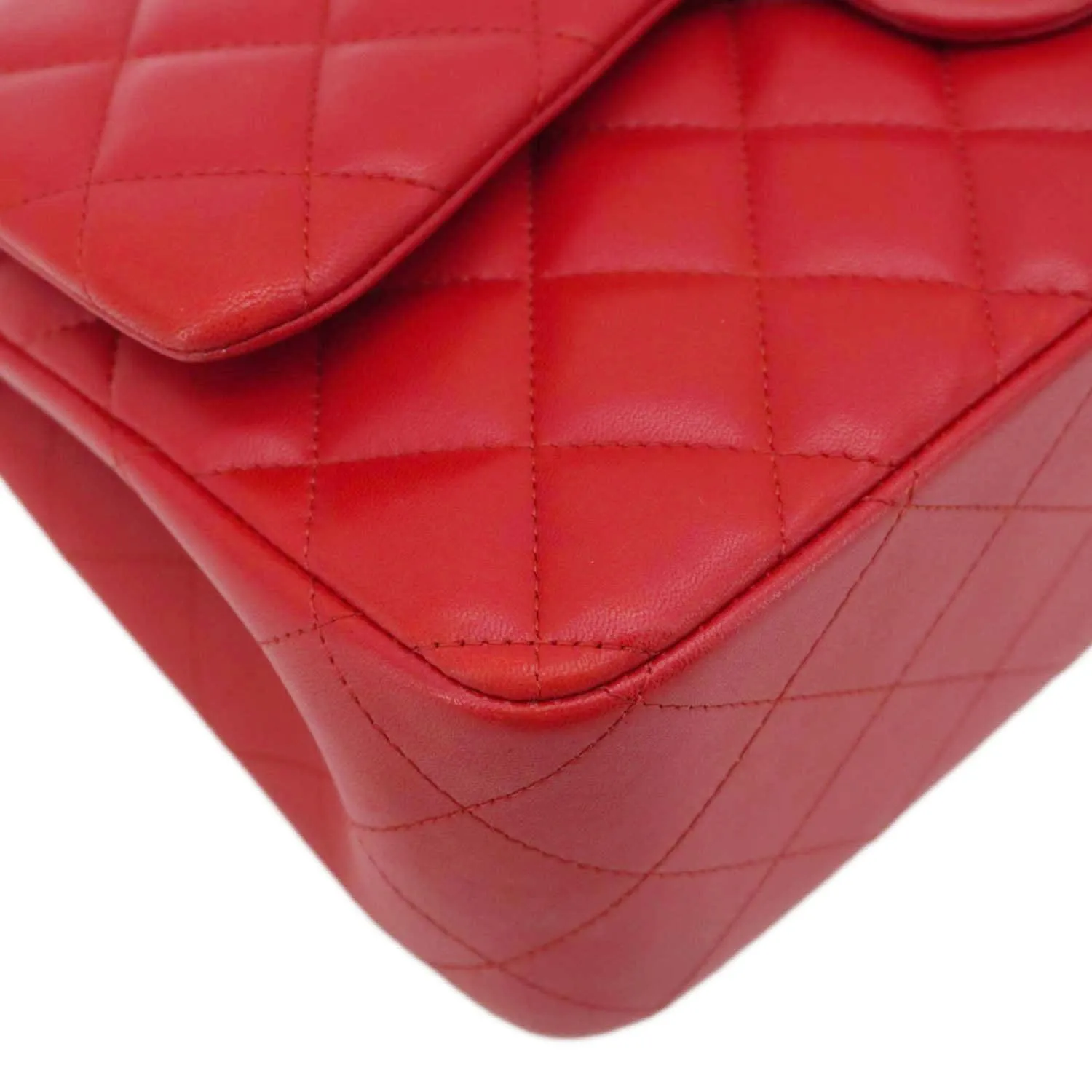 CHANEL Classic Double Flap Quilted Leather Crossbody Bag Red