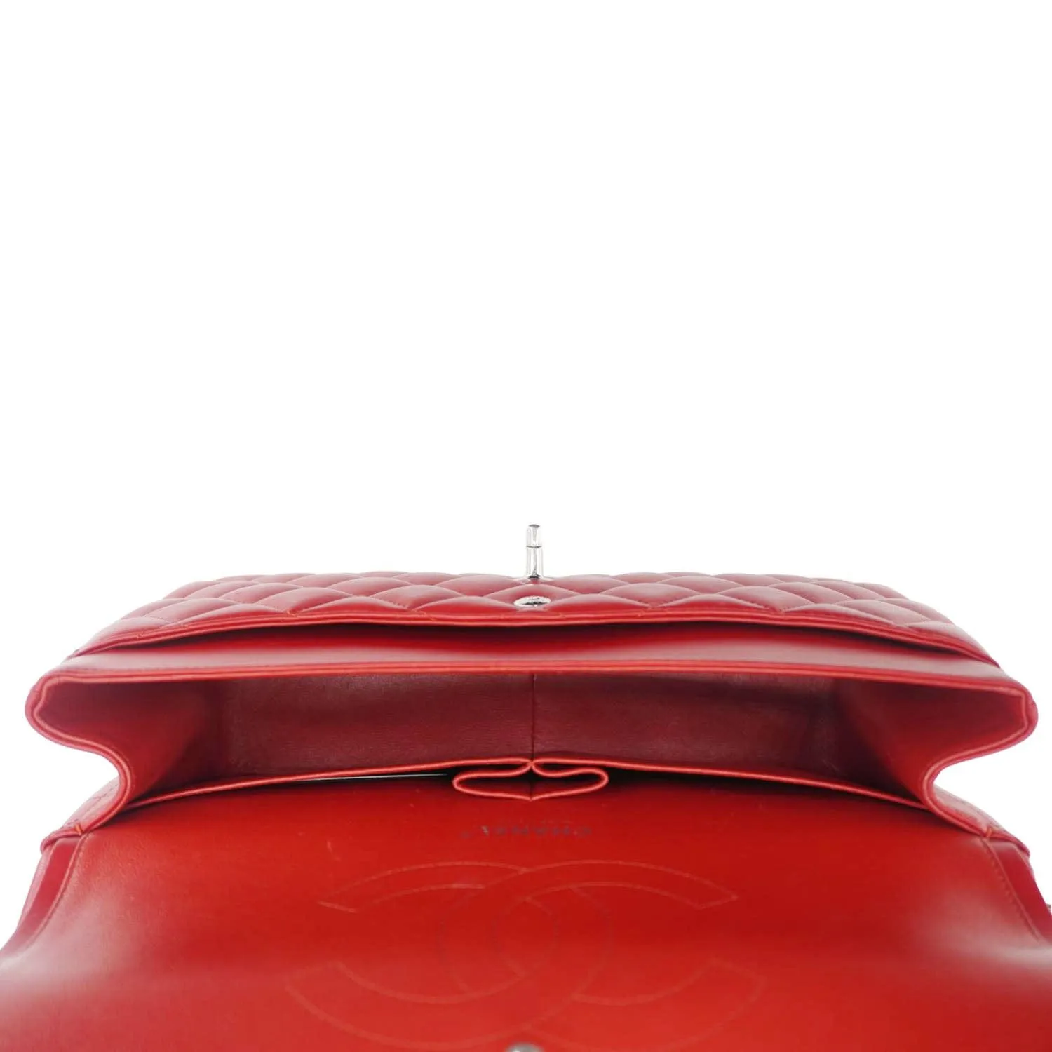 CHANEL Classic Double Flap Quilted Leather Crossbody Bag Red