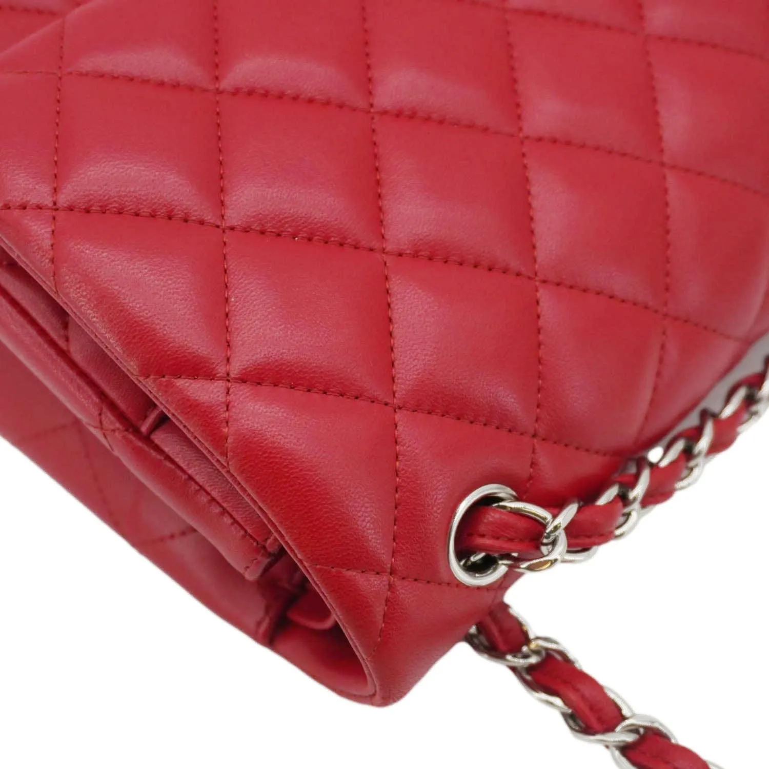 CHANEL Classic Double Flap Quilted Leather Crossbody Bag Red