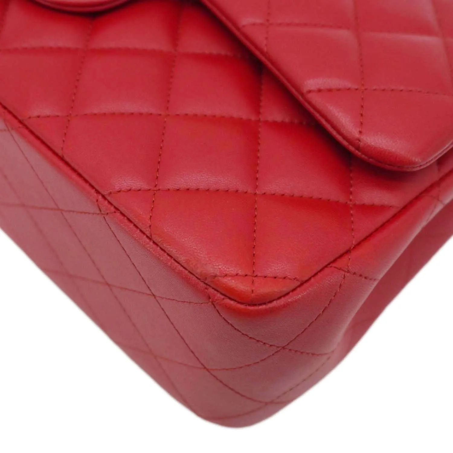 CHANEL Classic Double Flap Quilted Leather Crossbody Bag Red