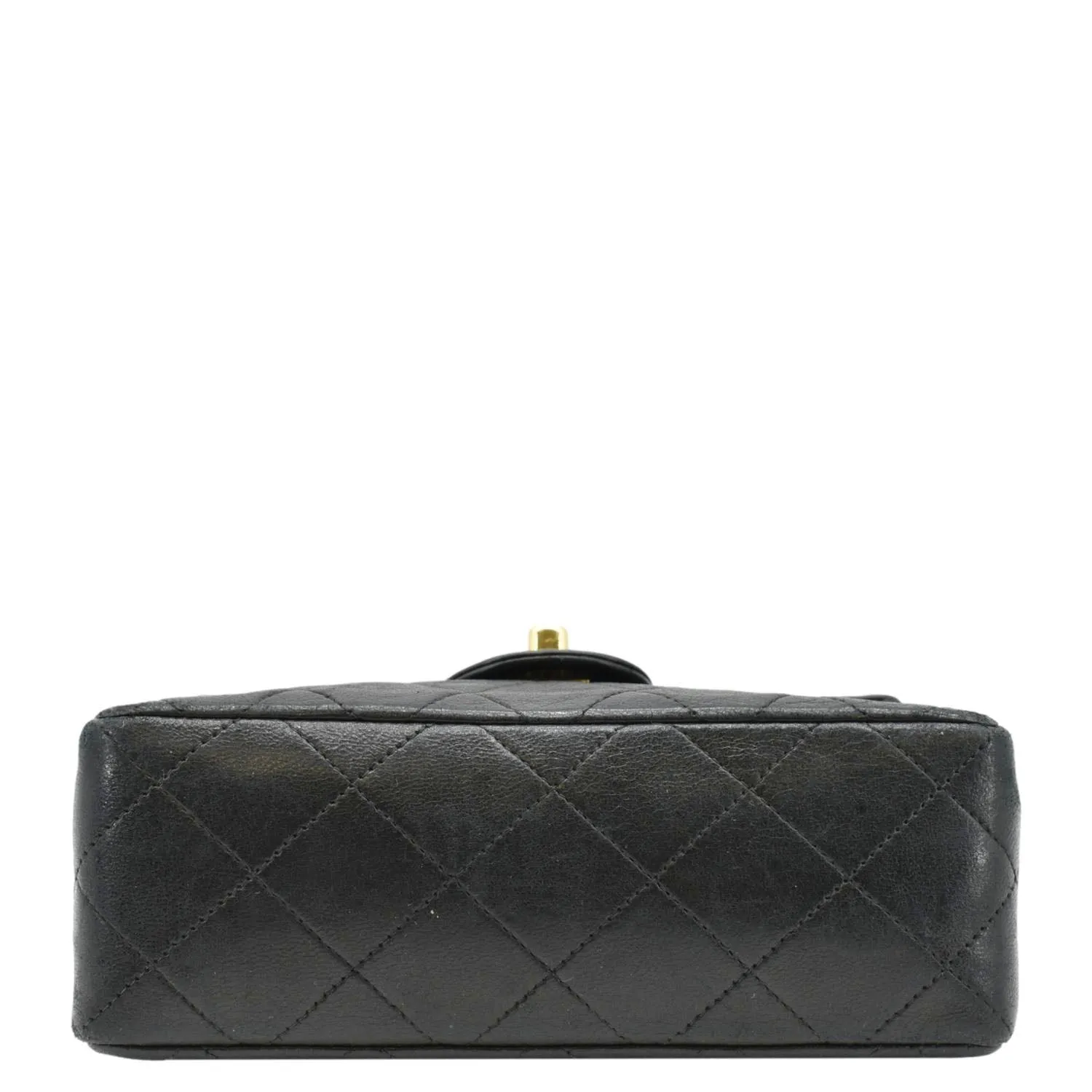 CHANEL Classic Flap Vintage Mini Square Lambskin Leather Crossbody Bag Black