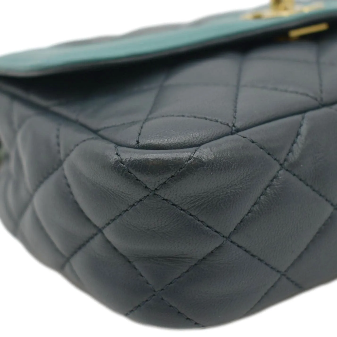 CHANEL Day Flap Quilted Leather Crossbody Bag Dark Green