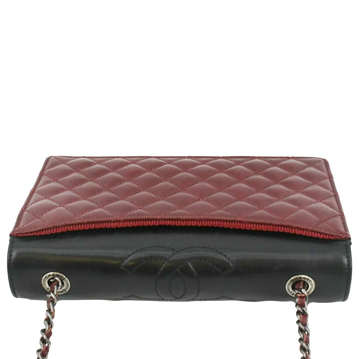 CHANEL Grosgrain Ballerine Flap Quilted Leather Crossbody Bag Maroon