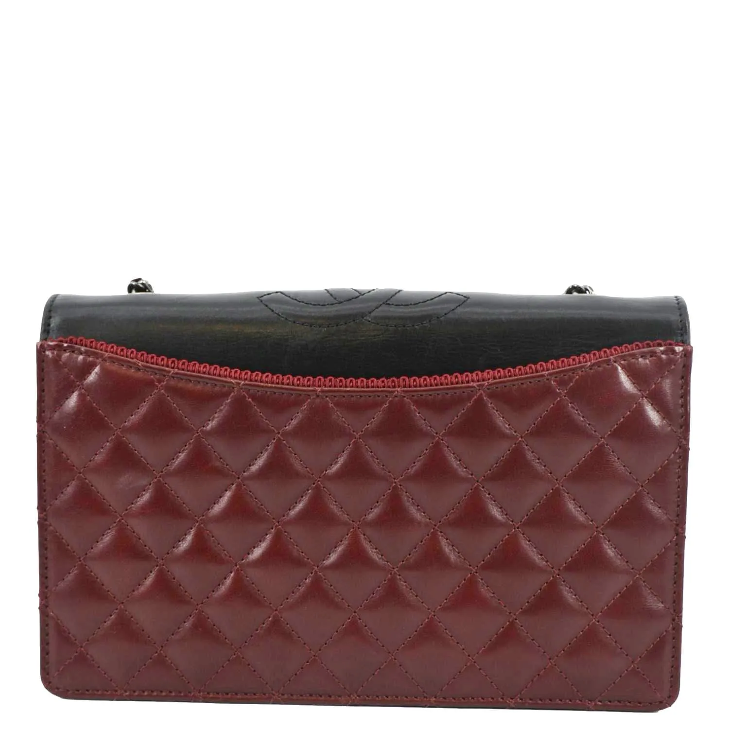 CHANEL Grosgrain Ballerine Flap Quilted Leather Crossbody Bag Maroon