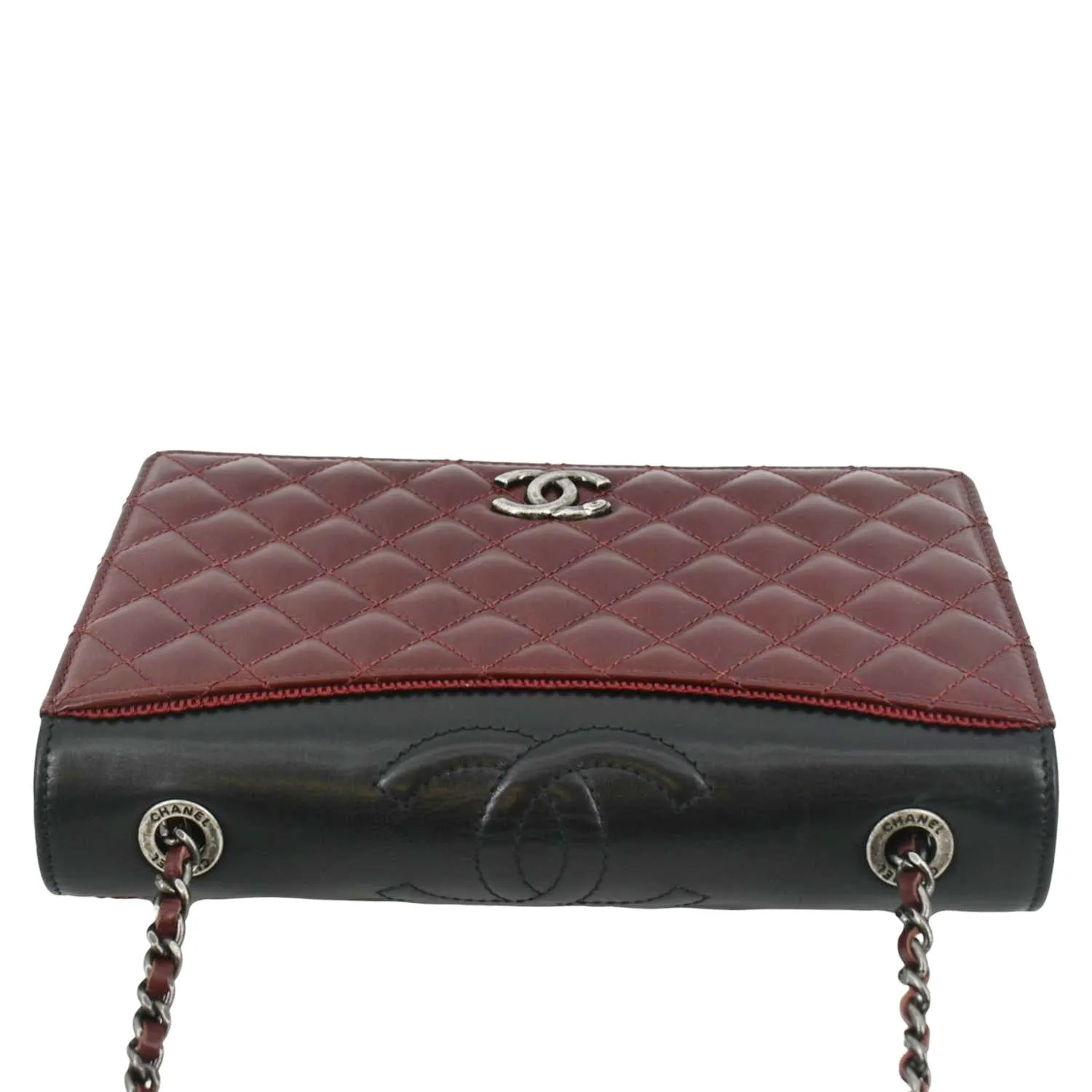 CHANEL Grosgrain Ballerine Flap Quilted Leather Crossbody Bag Maroon
