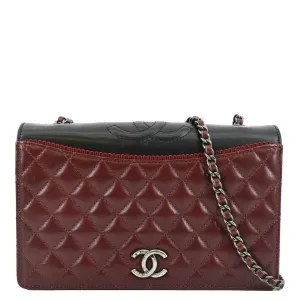 CHANEL Grosgrain Ballerine Flap Quilted Leather Crossbody Bag Maroon