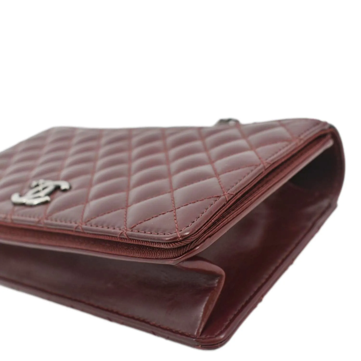 CHANEL Grosgrain Ballerine Flap Quilted Leather Crossbody Bag Maroon