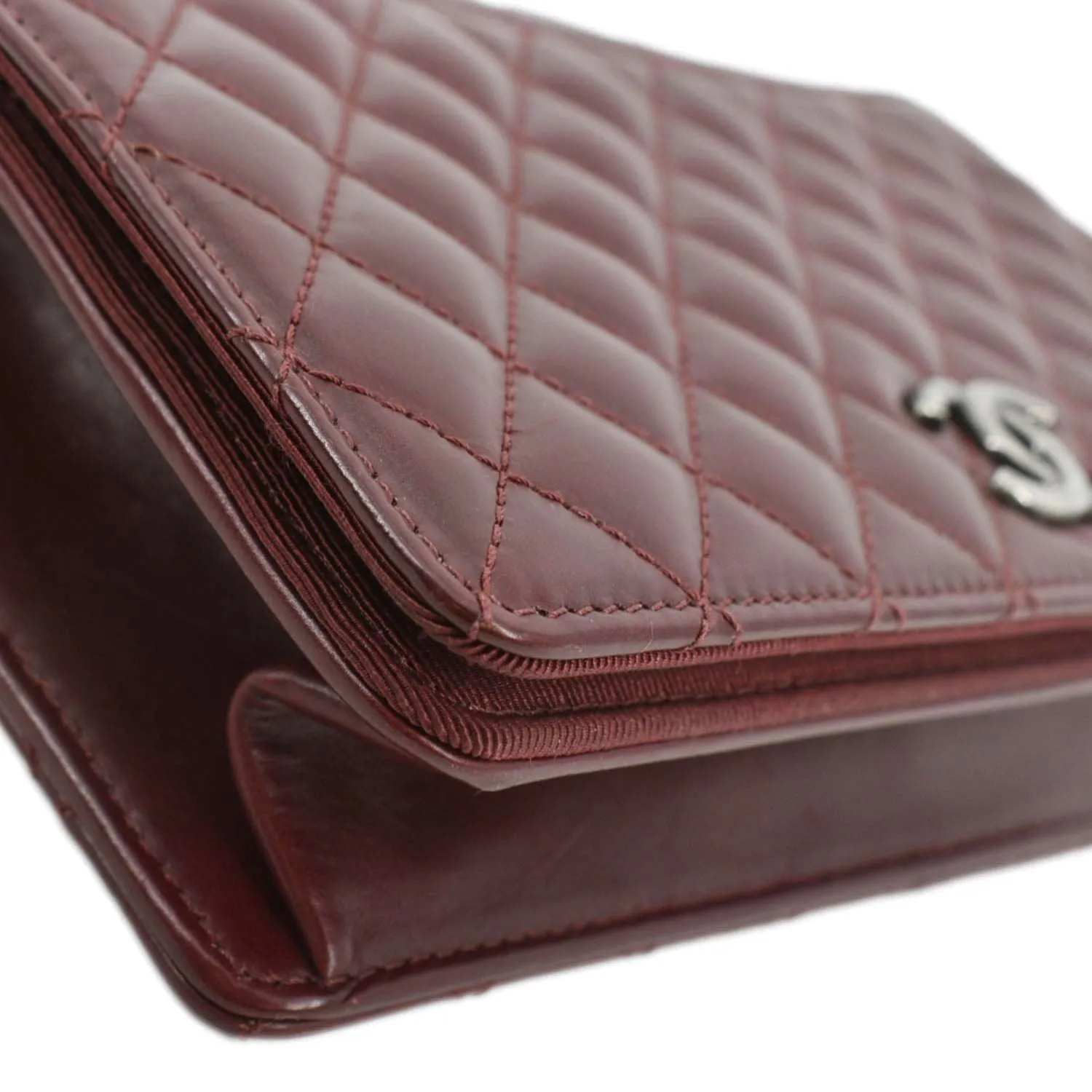 CHANEL Grosgrain Ballerine Flap Quilted Leather Crossbody Bag Maroon