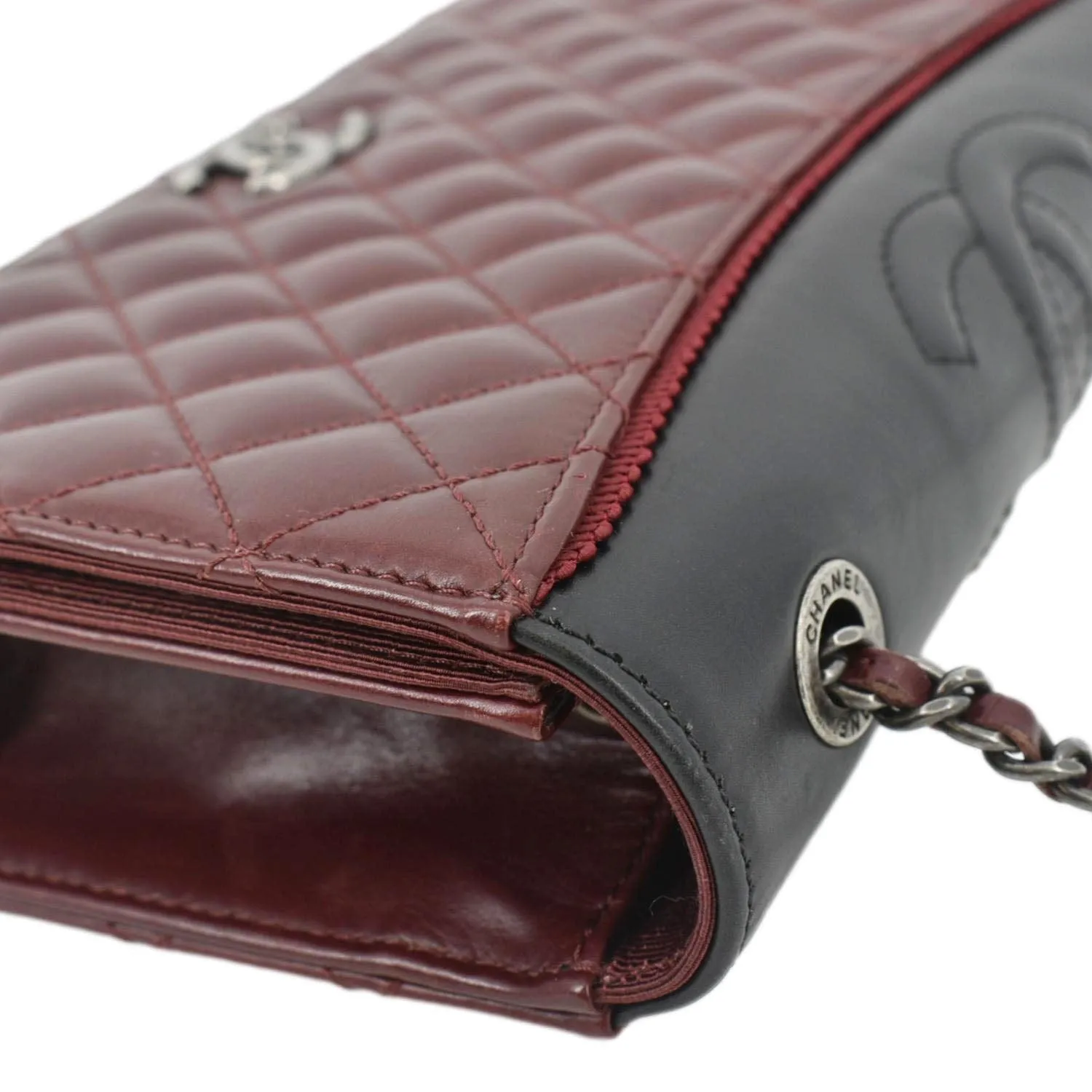 CHANEL Grosgrain Ballerine Flap Quilted Leather Crossbody Bag Maroon