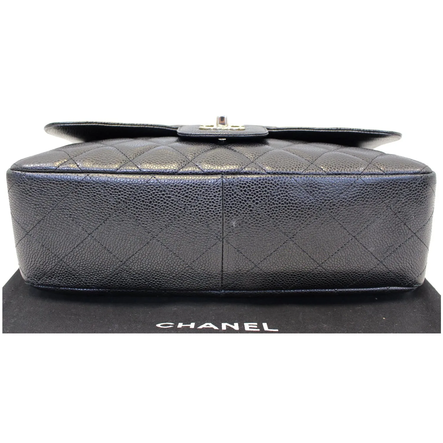 CHANEL Jumbo Classic Single Flap Caviar Leather Shoulder Bag Black