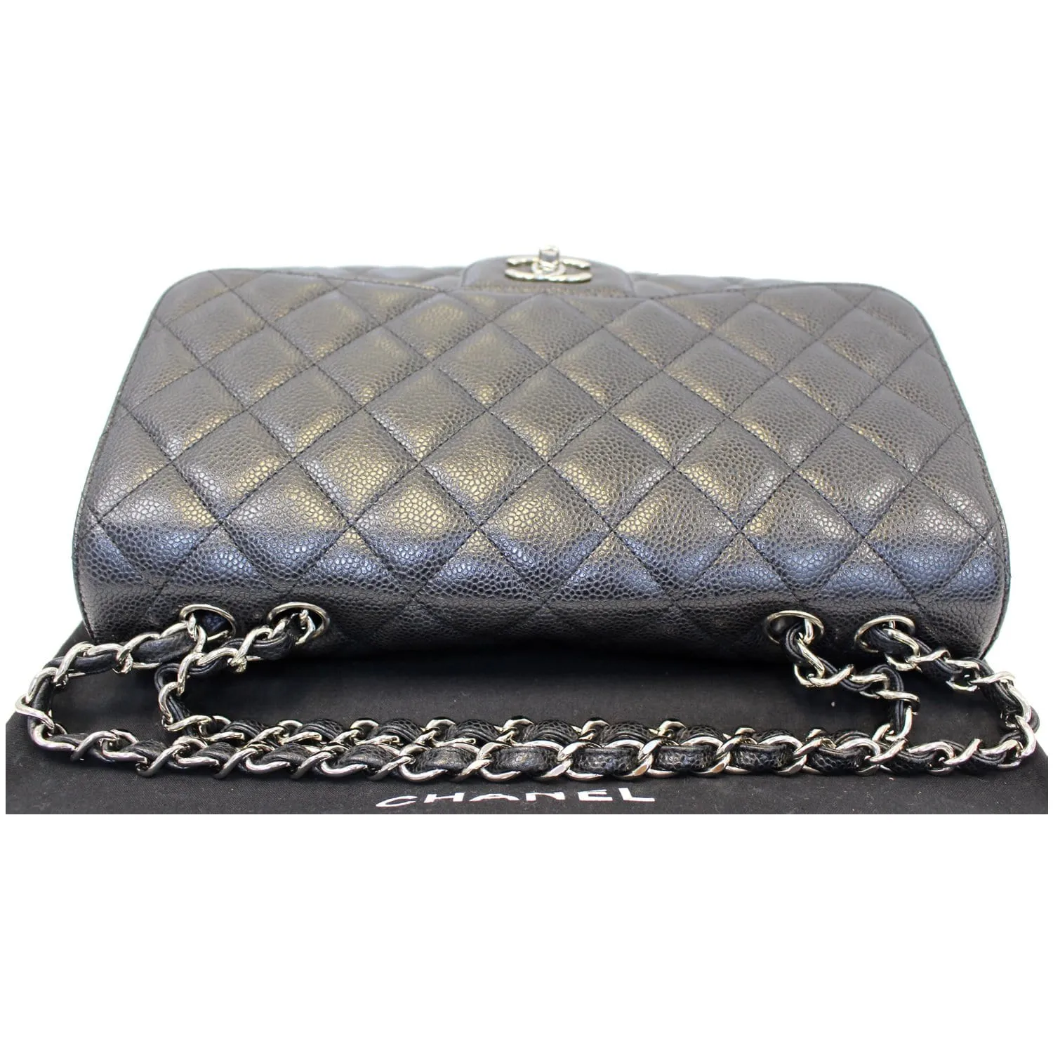 CHANEL Jumbo Classic Single Flap Caviar Leather Shoulder Bag Black