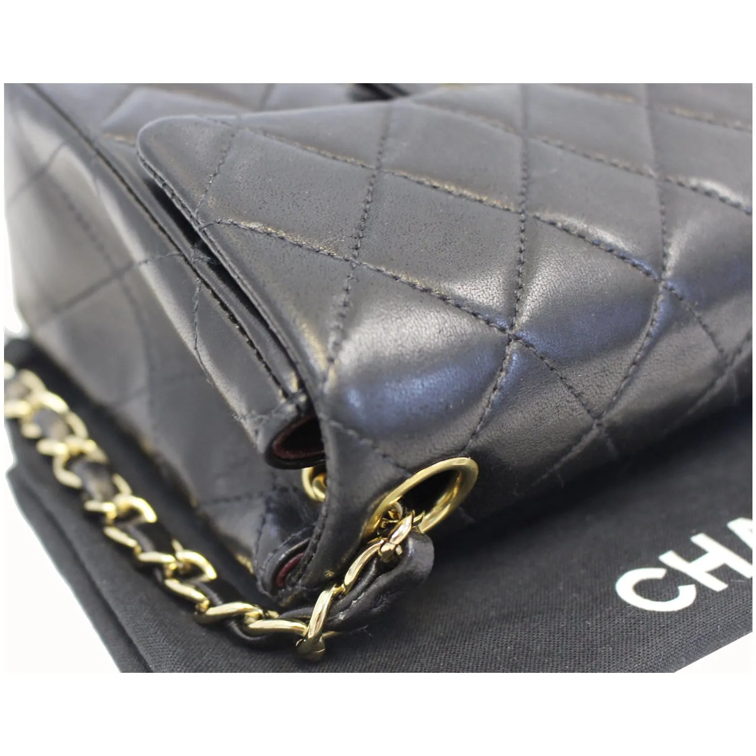 CHANEL Mini Flap Lambskin Leather Crossbody Bag Black