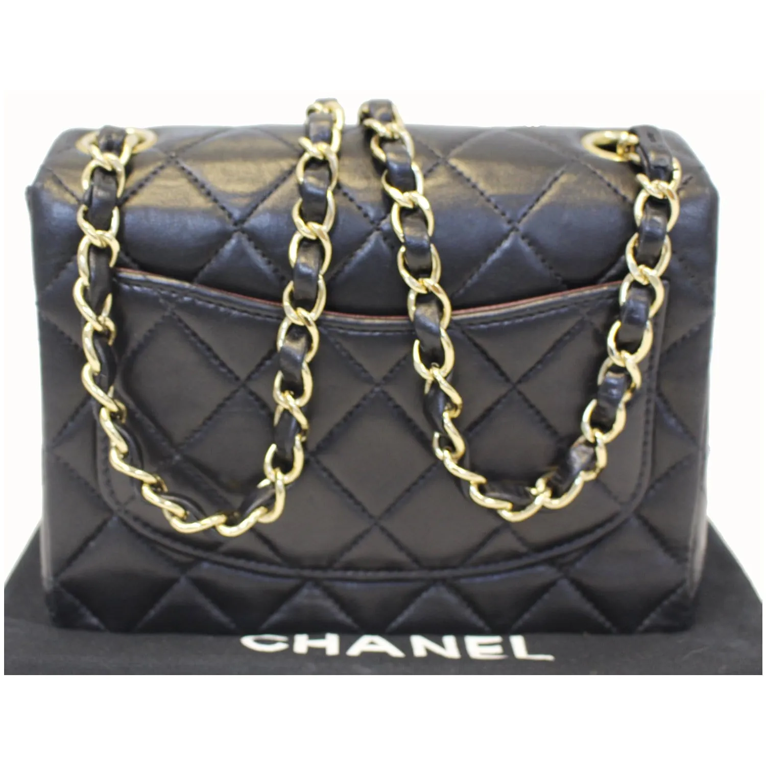 CHANEL Mini Flap Lambskin Leather Crossbody Bag Black