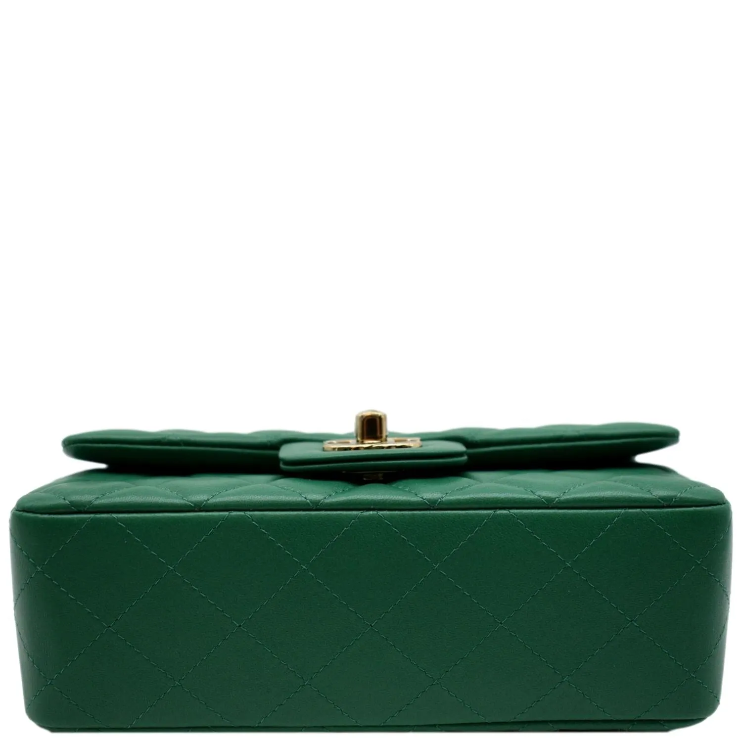 CHANEL Mini Rectangular Flap Quilted Leather Crossbody Bag Green