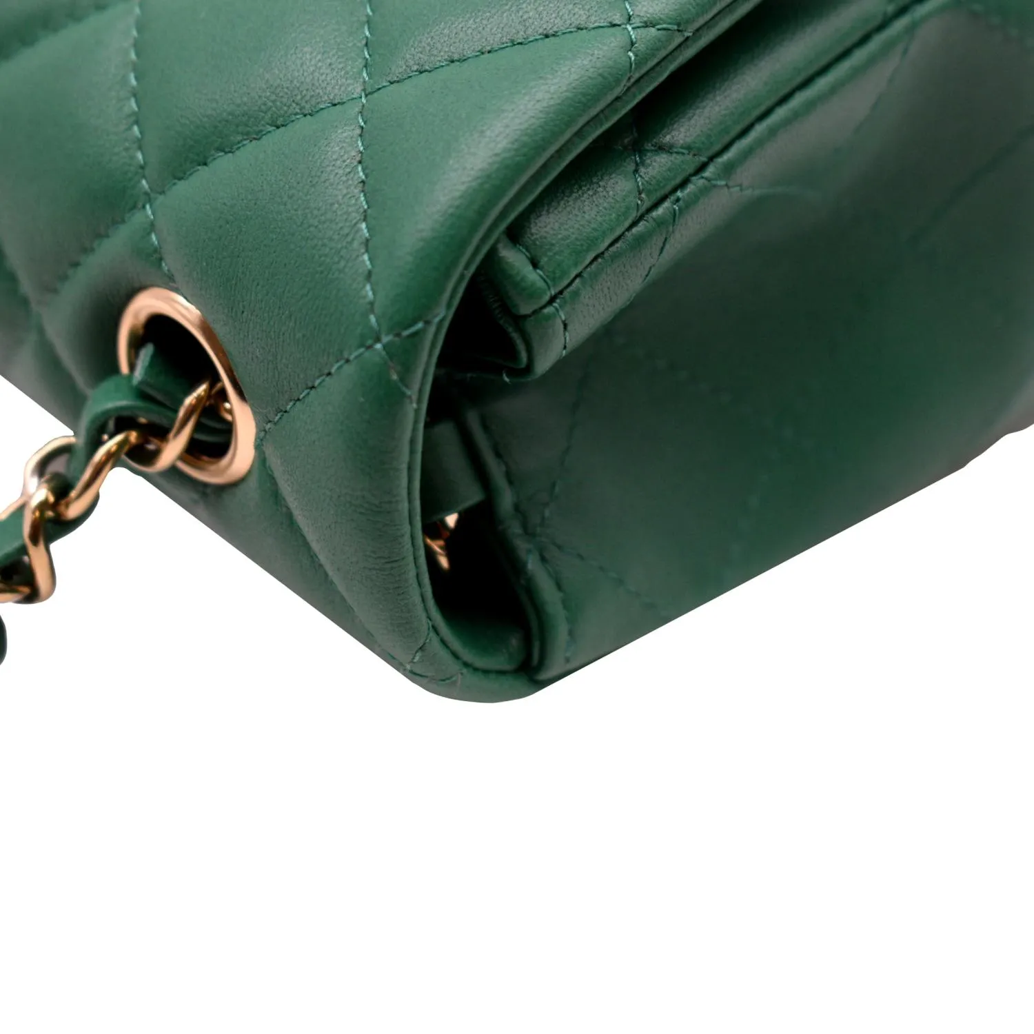 CHANEL Mini Rectangular Flap Quilted Leather Crossbody Bag Green