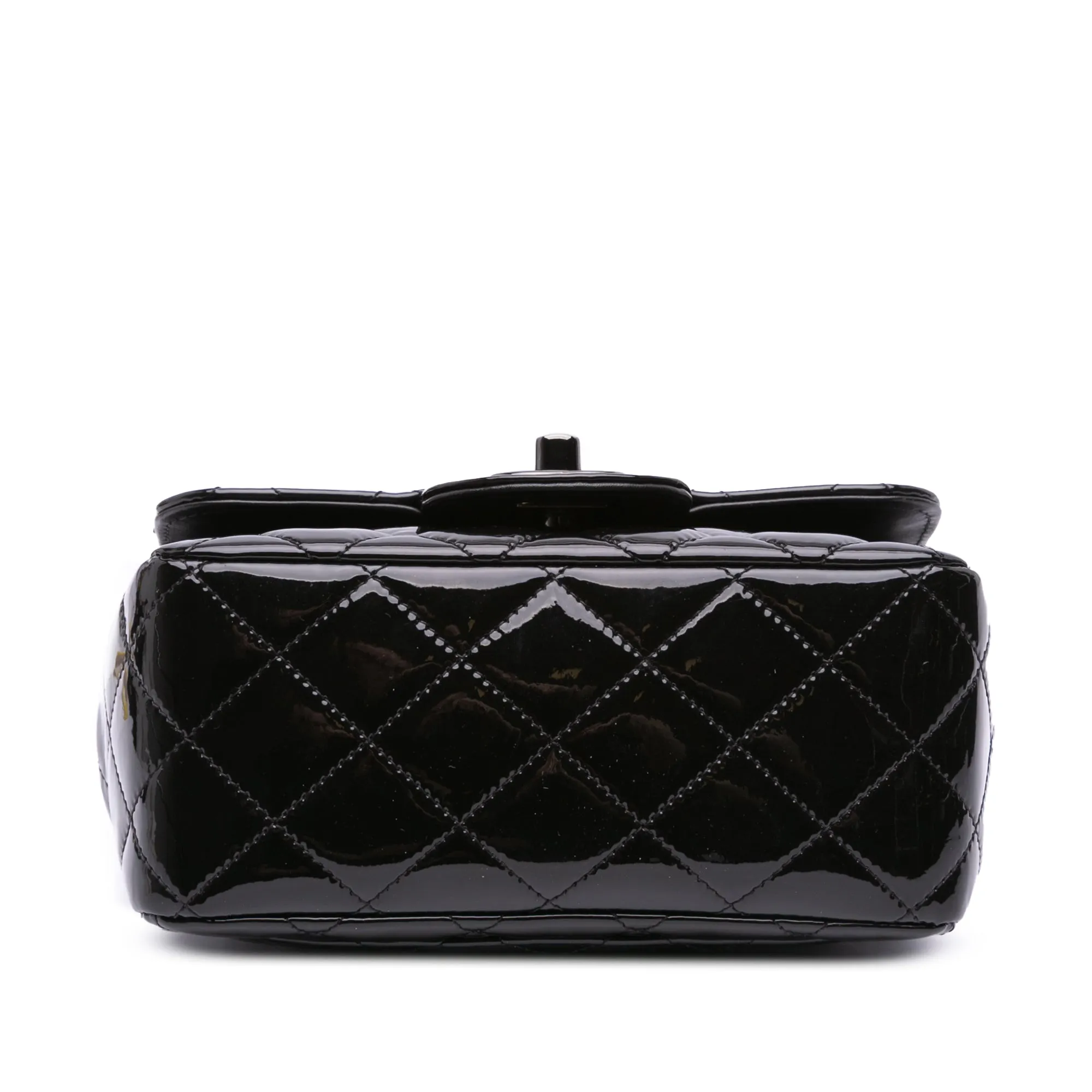 Chanel Mini Square Classic Patent So Black Single Flap