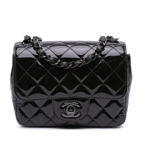 Chanel Mini Square Classic Patent So Black Single Flap