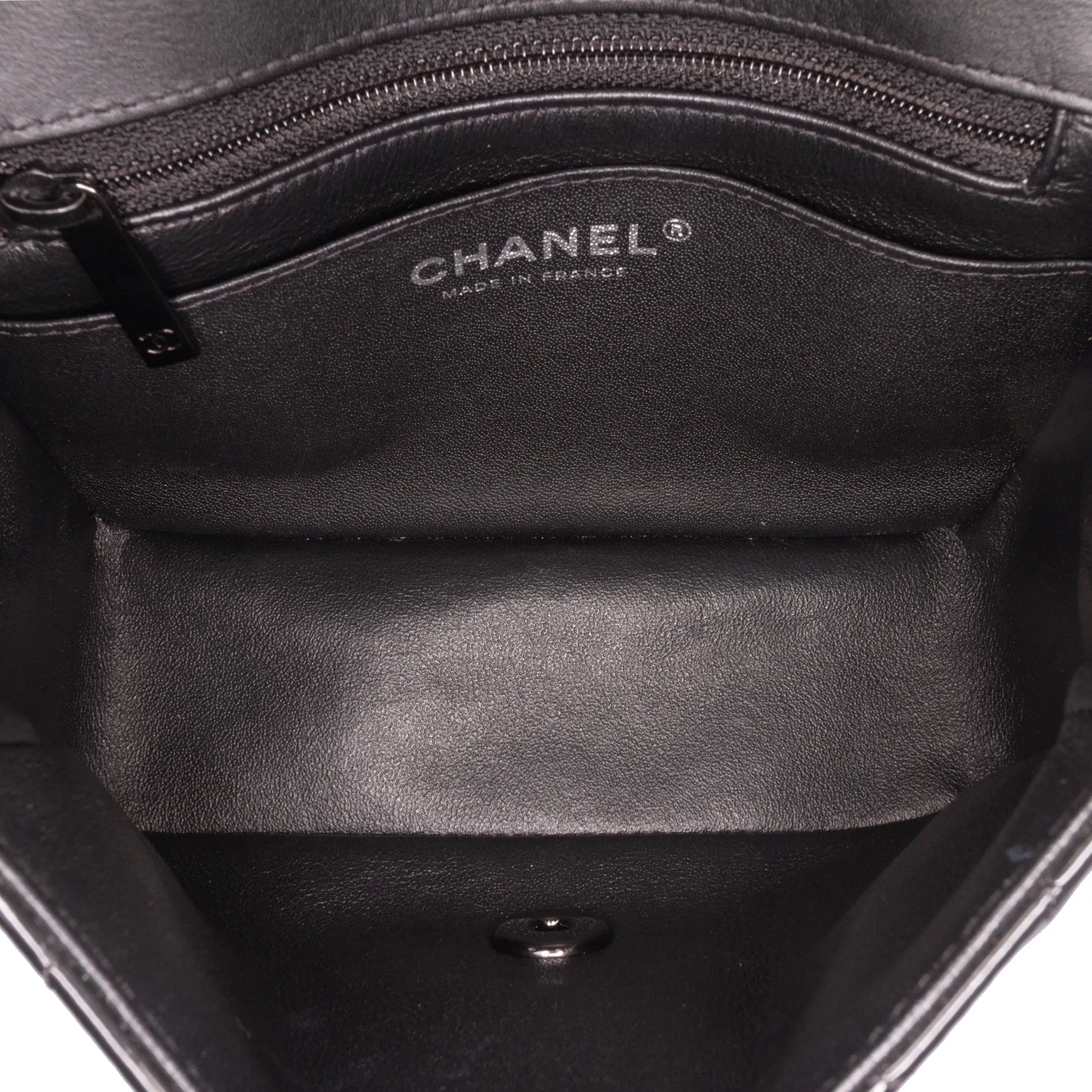 Chanel Mini Square Classic Patent So Black Single Flap