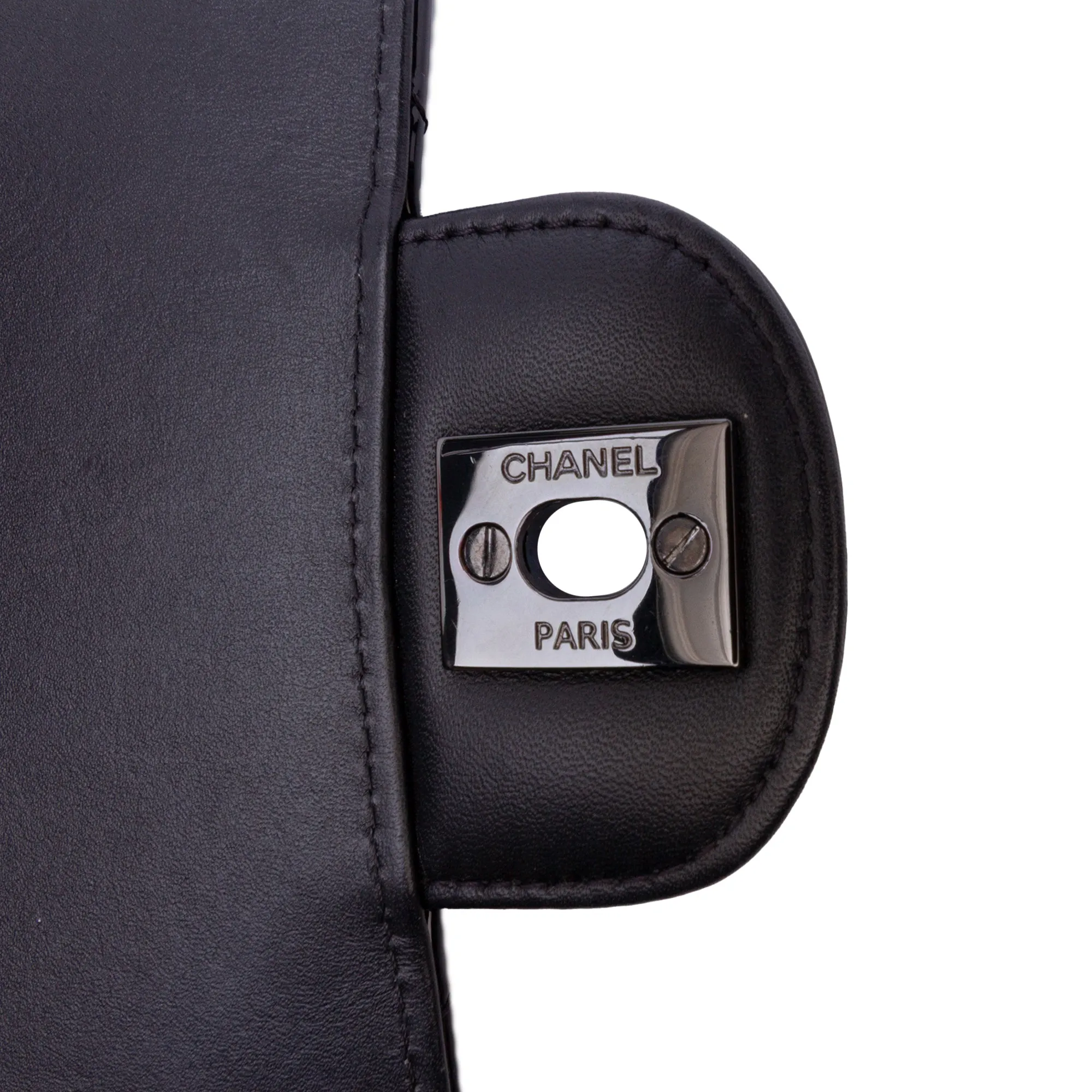 Chanel Mini Square Classic Patent So Black Single Flap