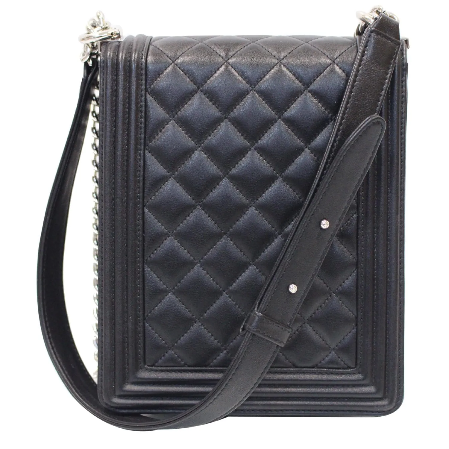 CHANEL North South Boy Lambskin Leather Crossbody Bag Black