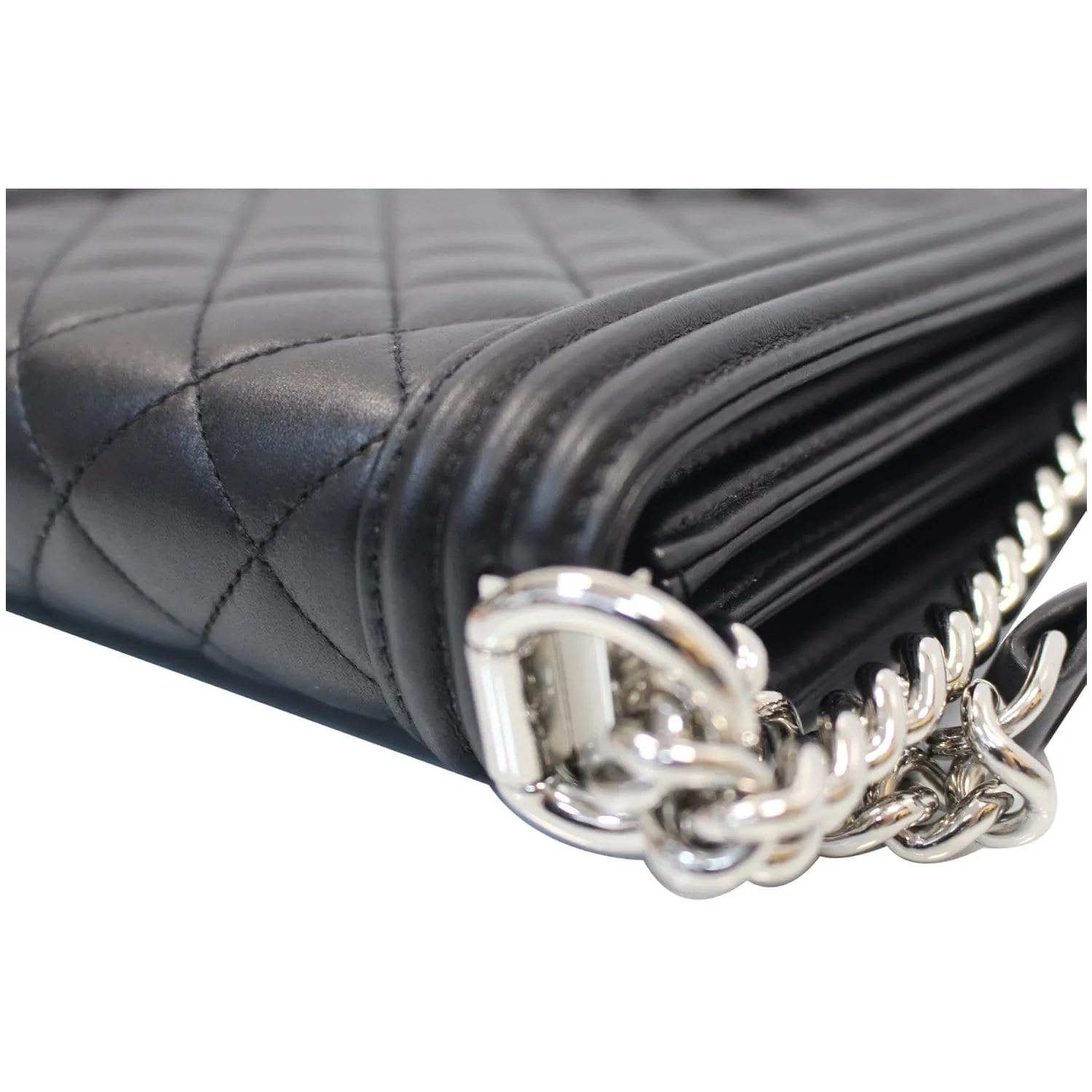 CHANEL North South Boy Lambskin Leather Crossbody Bag Black