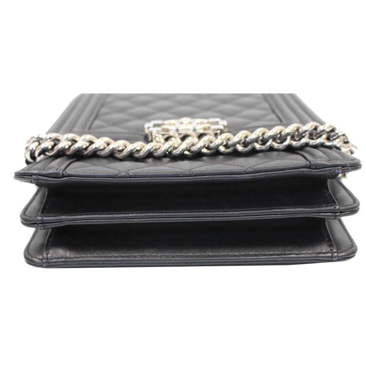 CHANEL North South Boy Lambskin Leather Crossbody Bag Black