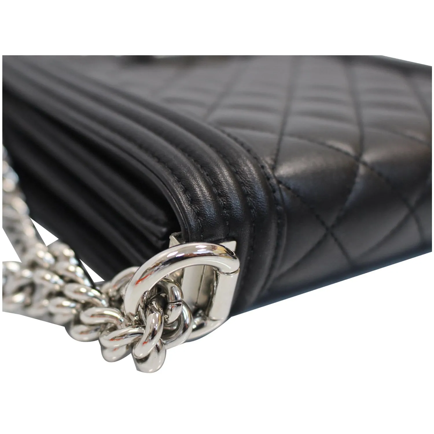 CHANEL North South Boy Lambskin Leather Crossbody Bag Black