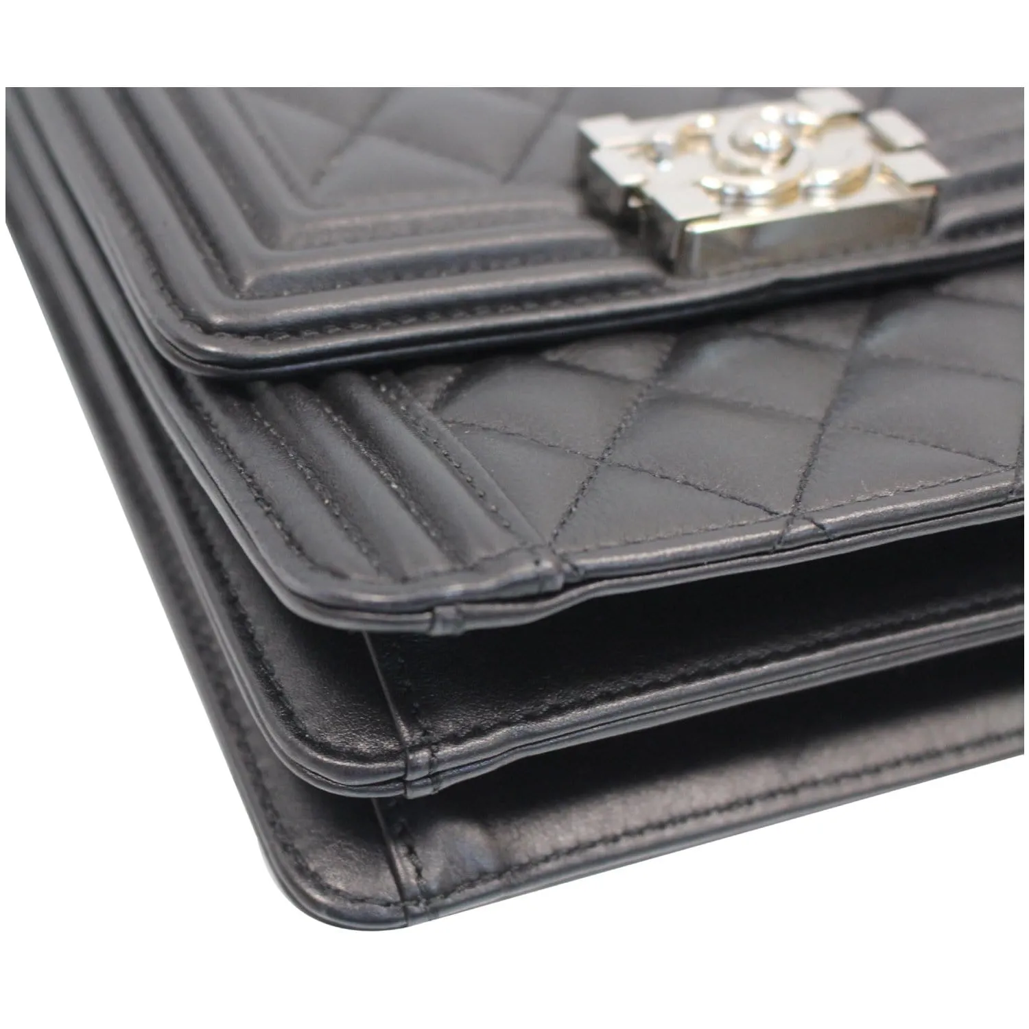 CHANEL North South Boy Lambskin Leather Crossbody Bag Black