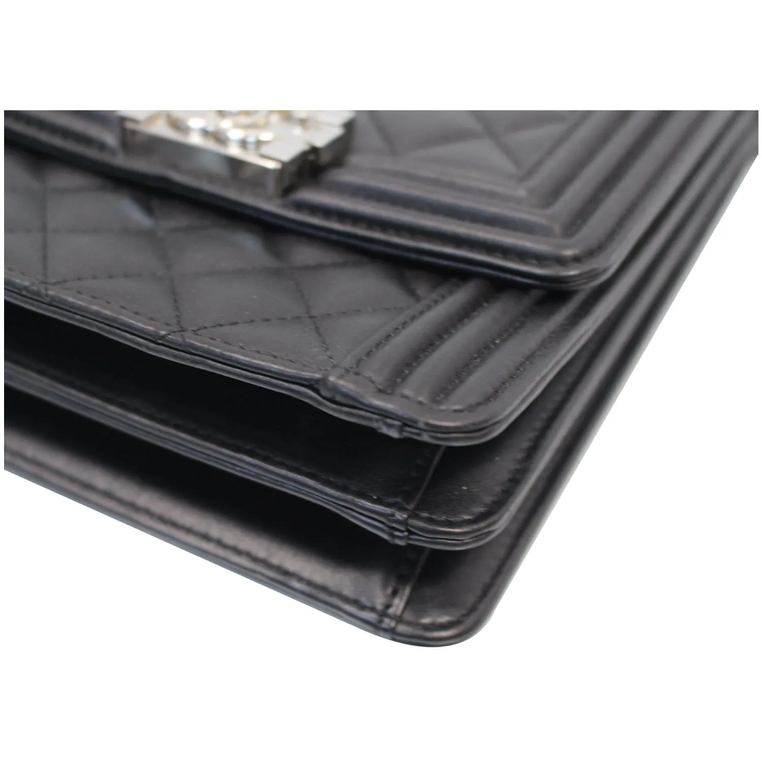 CHANEL North South Boy Lambskin Leather Crossbody Bag Black