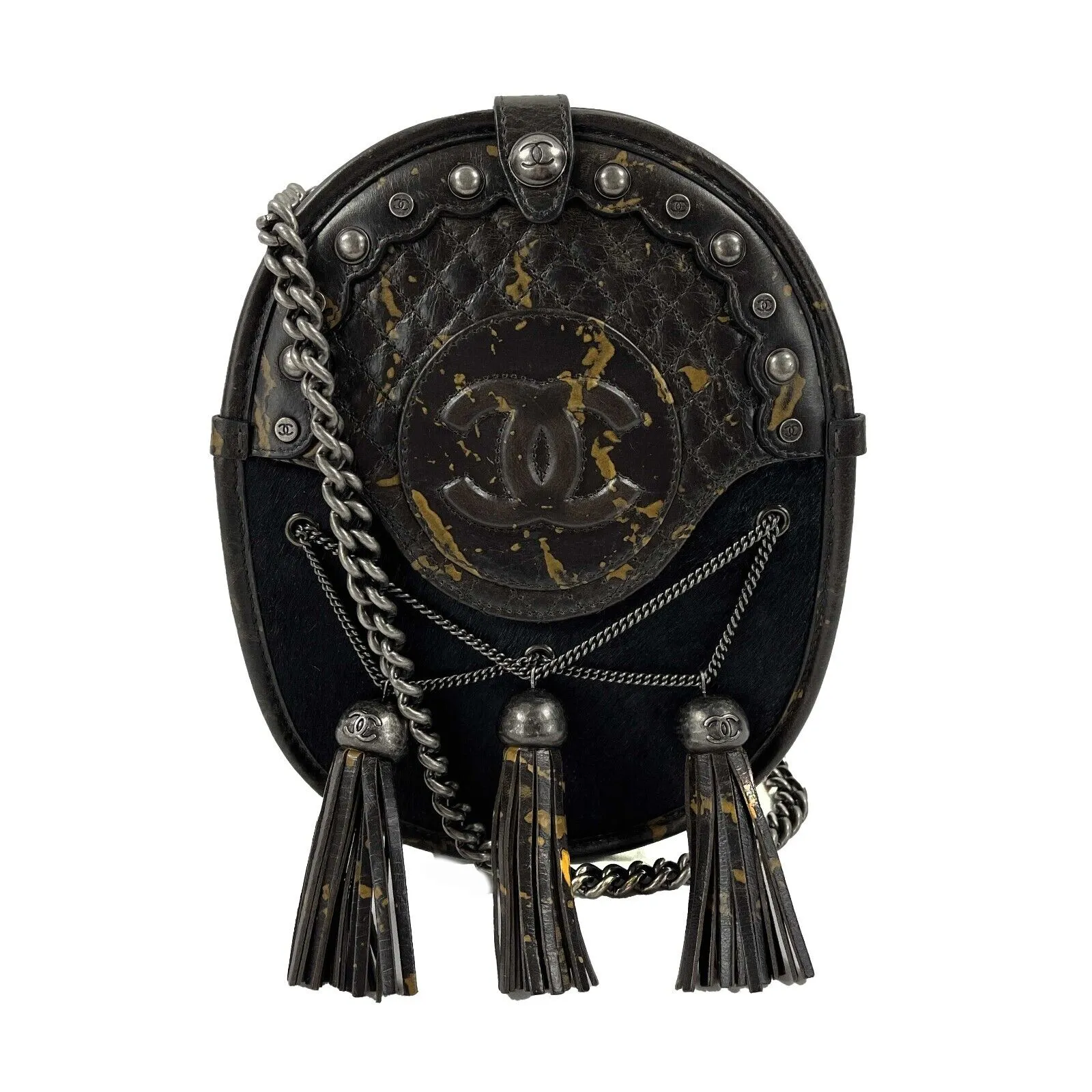 CHANEL - Paris-Edinburgh CC Pony Hair Quilted Calfskin Tassel Crossbody