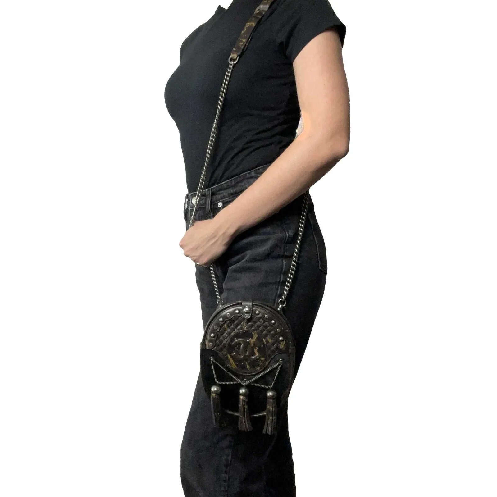 CHANEL - Paris-Edinburgh CC Pony Hair Quilted Calfskin Tassel Crossbody