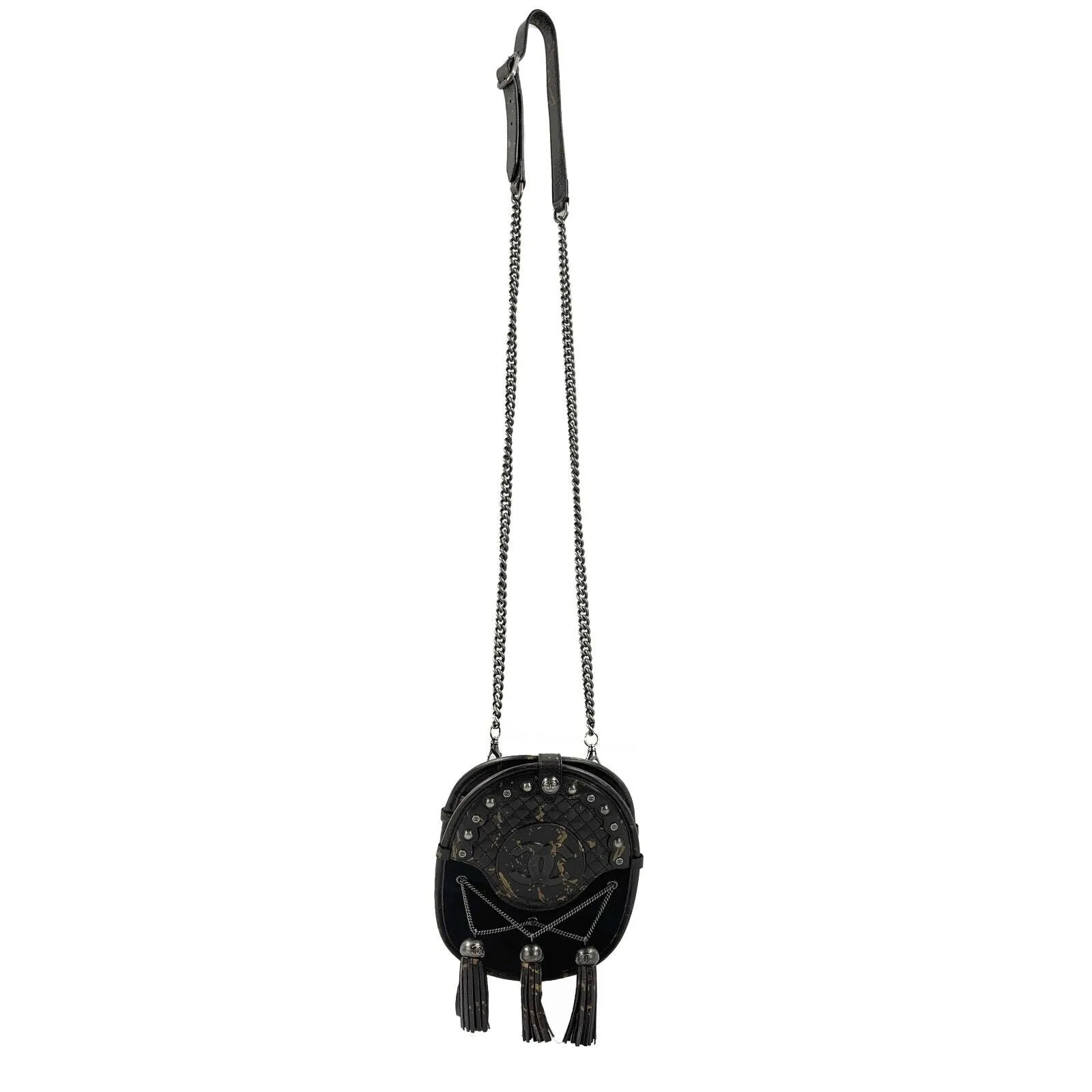 CHANEL - Paris-Edinburgh CC Pony Hair Quilted Calfskin Tassel Crossbody