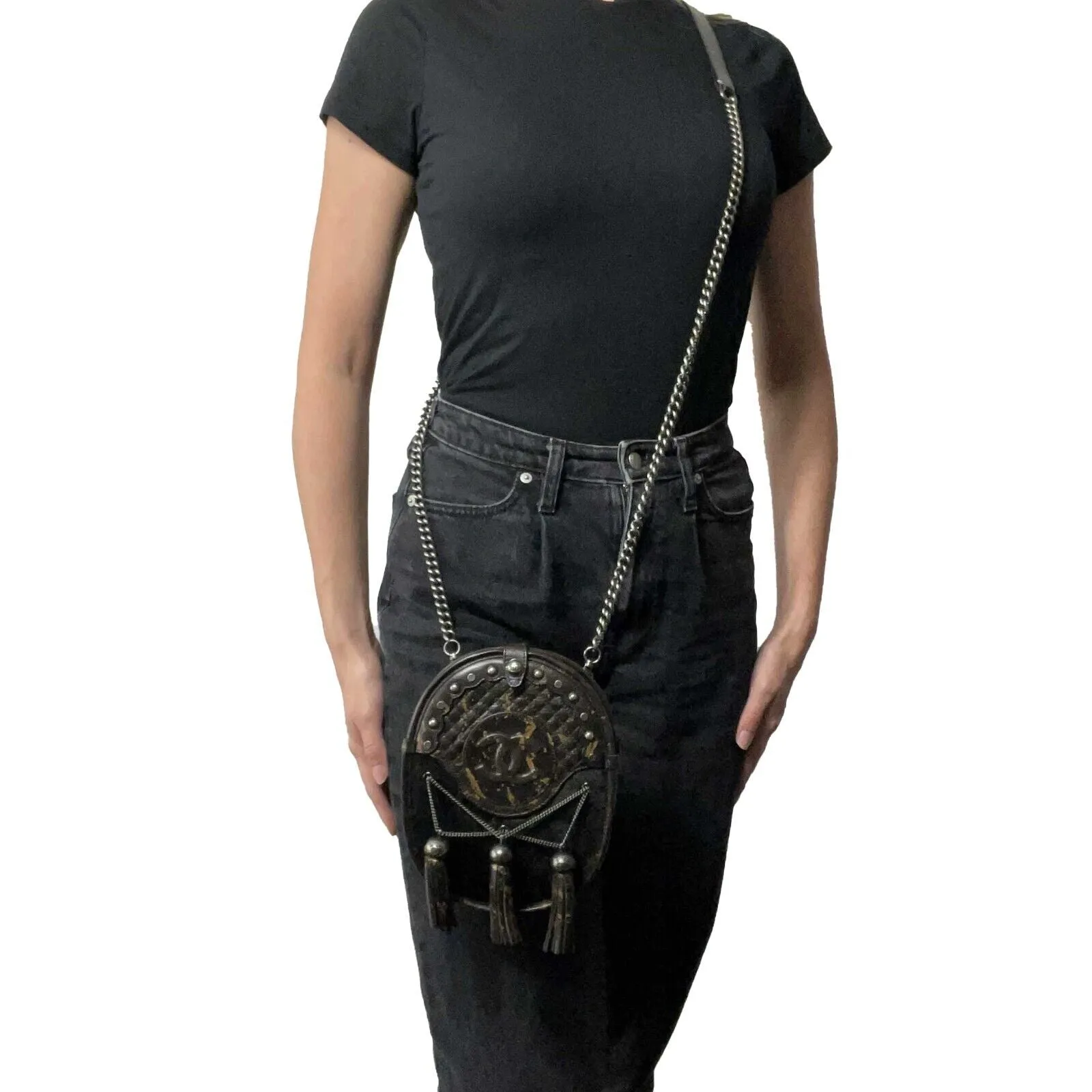 CHANEL - Paris-Edinburgh CC Pony Hair Quilted Calfskin Tassel Crossbody