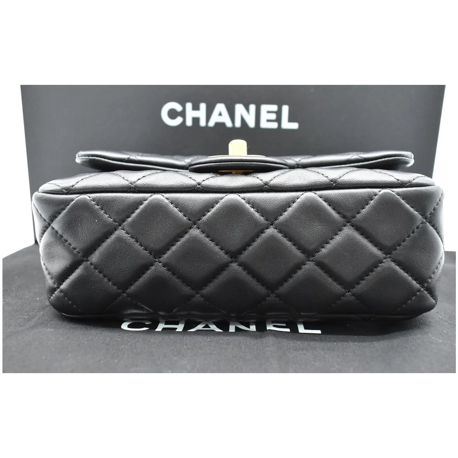 CHANEL Pearl Crush Mini Rectangular Flap Quilted Leather Crossbody Bag Black
