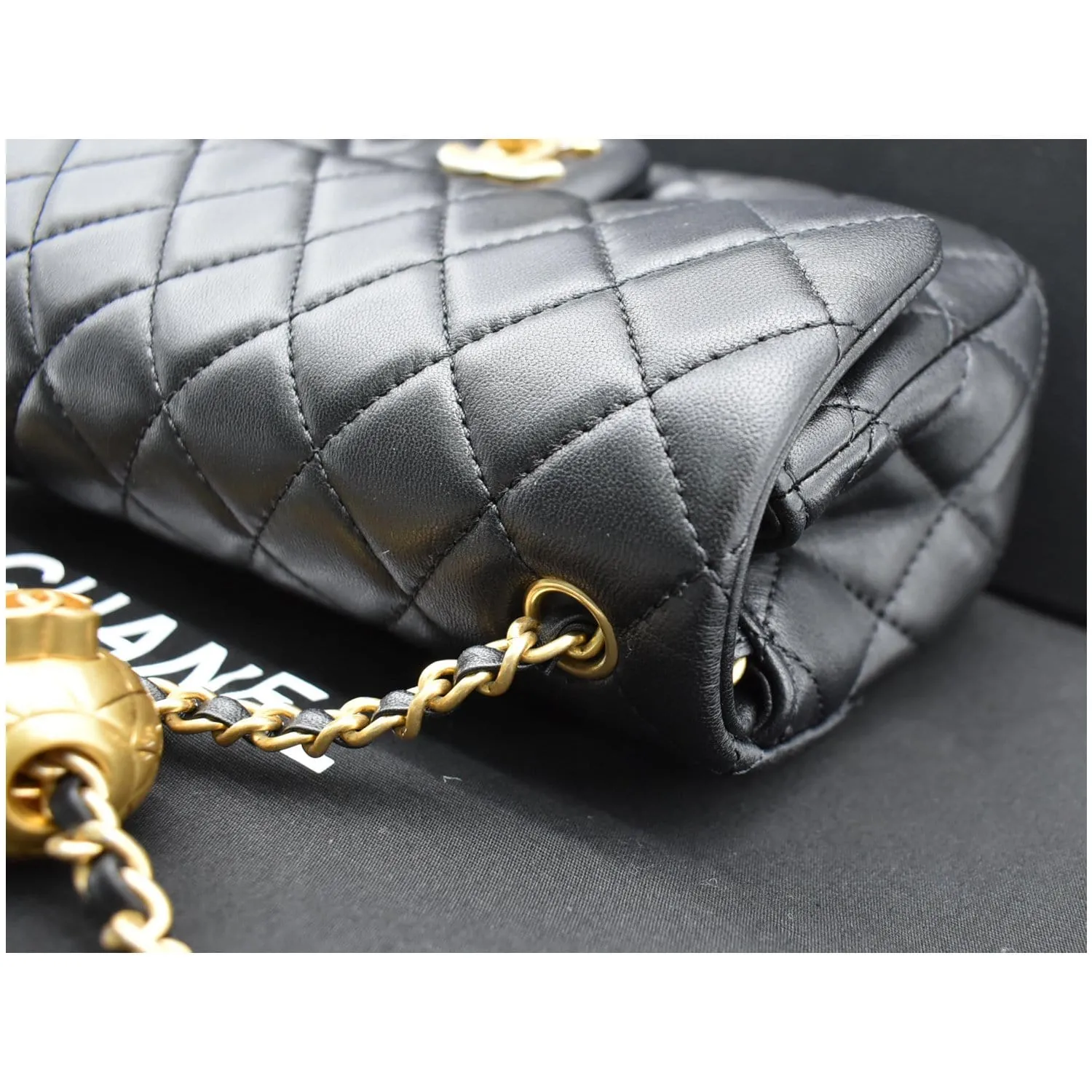 CHANEL Pearl Crush Mini Rectangular Flap Quilted Leather Crossbody Bag Black